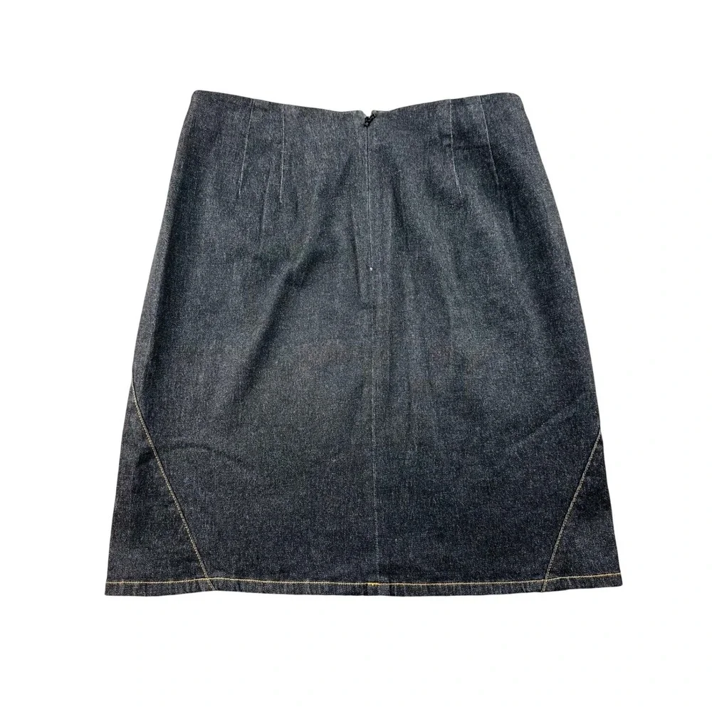 Y2K Ann Taylor LOFT Skirt Women 6P Black Mini Pencil Stretch Denim Workwear‎